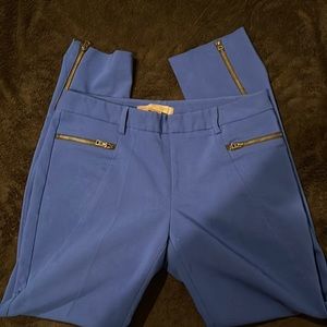 Royal Blue cropped pants, zippers on ankles, zippers on front pockets, size S
